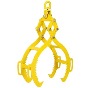Heavy-Duty Solid Steel 4 Claw 28 in. Timber Log Lifting Logging Tongs Grabber Tong, Yellow