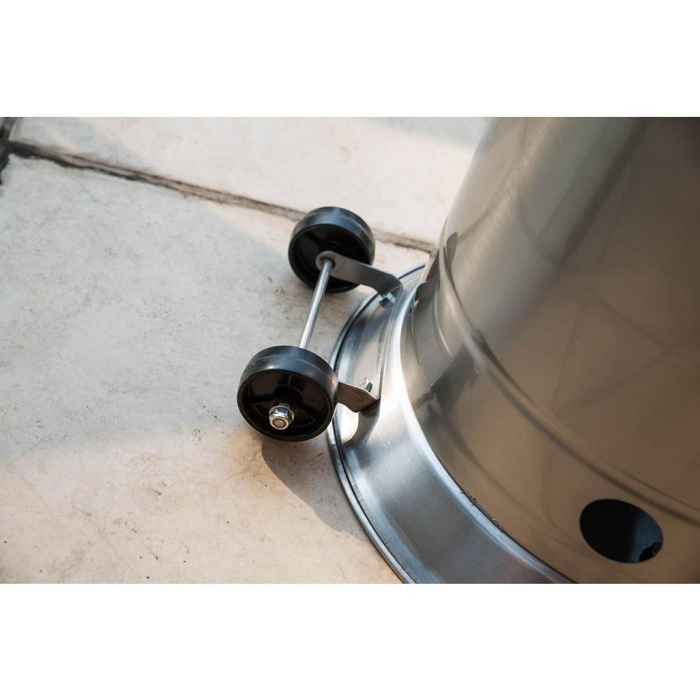 88 in. Silver Stainless Steel Standing Patio Heater with Portable Wheels