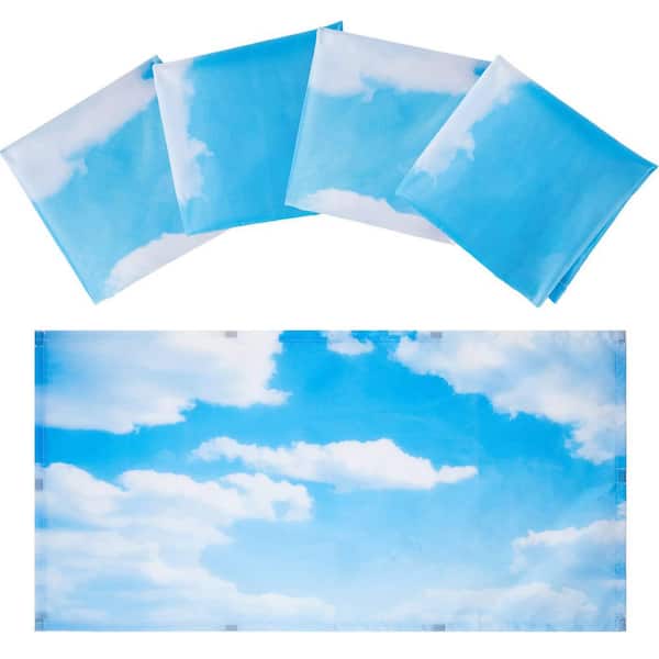 48 in. x 24 in. 4 Packs Drop Fluorescent Light Covers, Panel Magnetic Light Cover for Office Classroom (Cloud, Blue Sky)