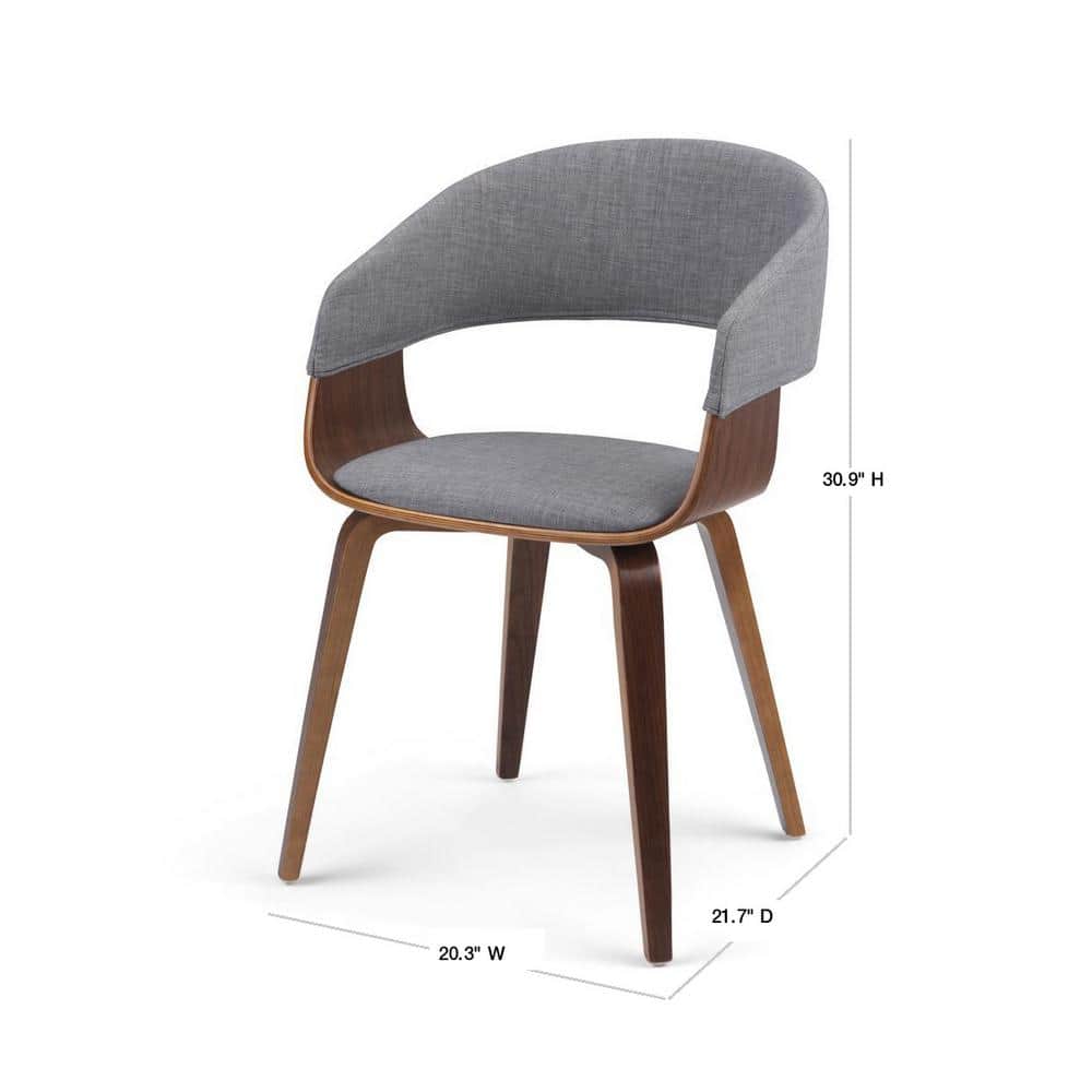 Light Grey Linen Upholstered Bentwood Dining Chair