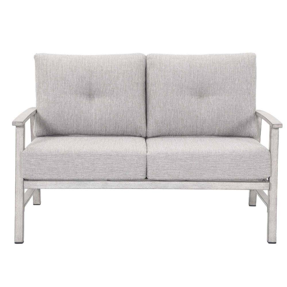 Gray All-Weather Aluminum Outdoor Loveseat 2 Seats Patio Sofa Couch with Re