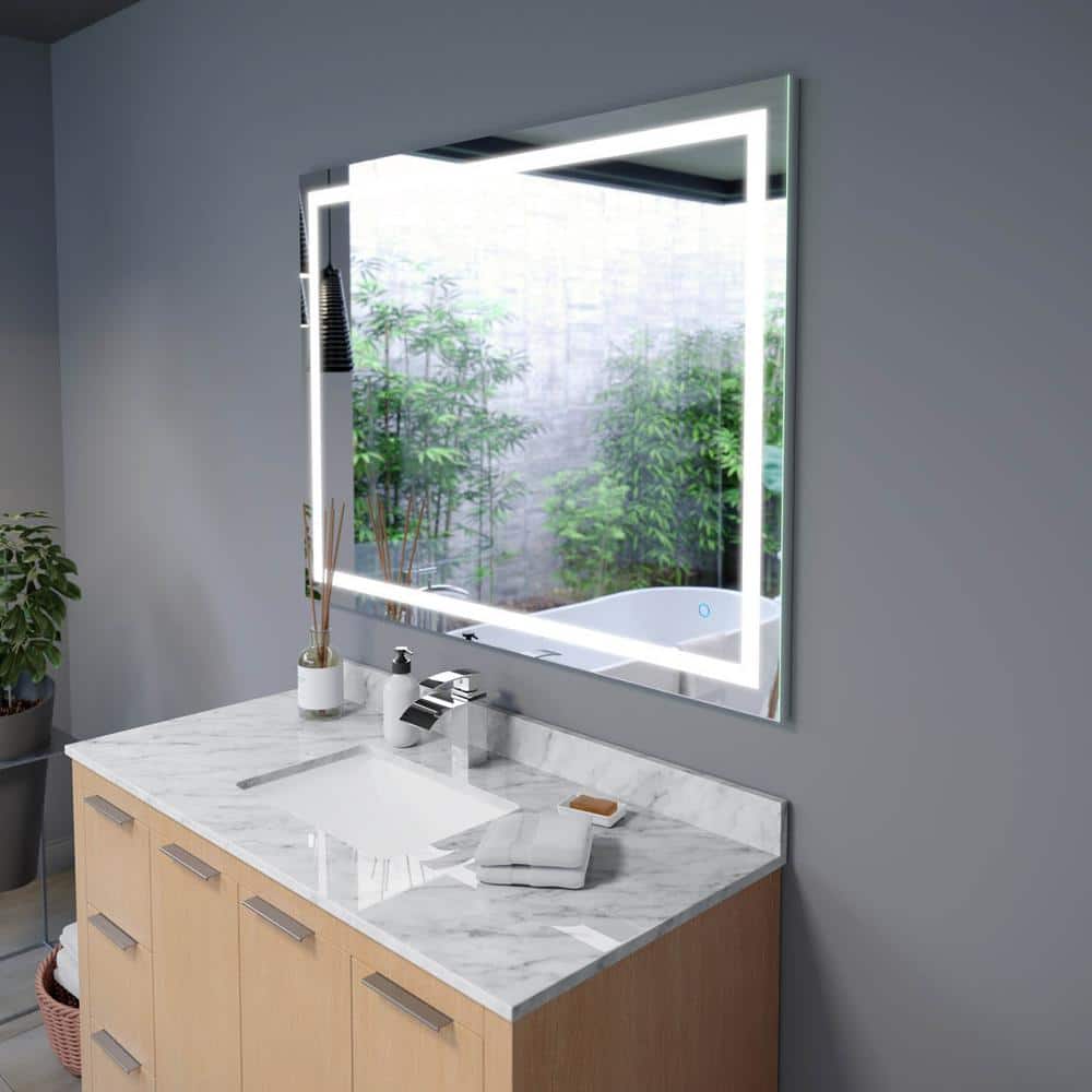Luci 48 in. W x 36 in. H Frameless Rectangular LED Bathroom Vanity Mirror w
