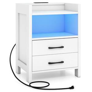 Volenca 23.5 Inch Nightstand with Charging Station and Open Storage Shelf