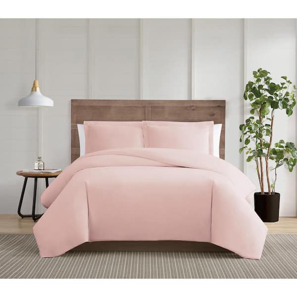 TRULY CALM Silver Cool 3-Piece Blush Full / Queen Cotton Duvet Cover Set