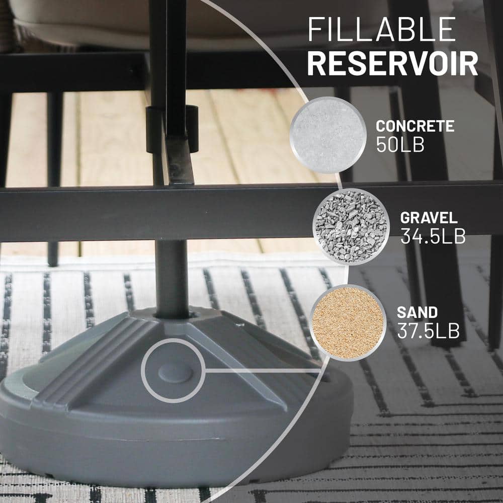 Grey UV-Stabilized Polymer Fillable Patio Umbrella Base