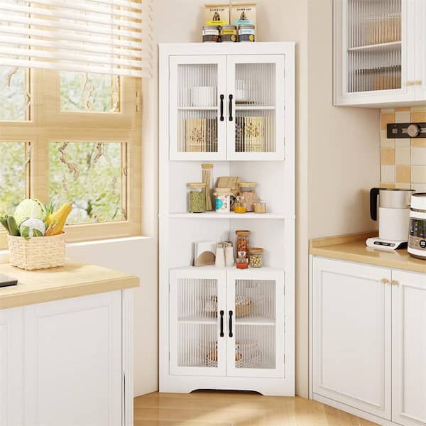 HONEY JOY 67 in. Tall Corner Cabinet Space-saving Triangular