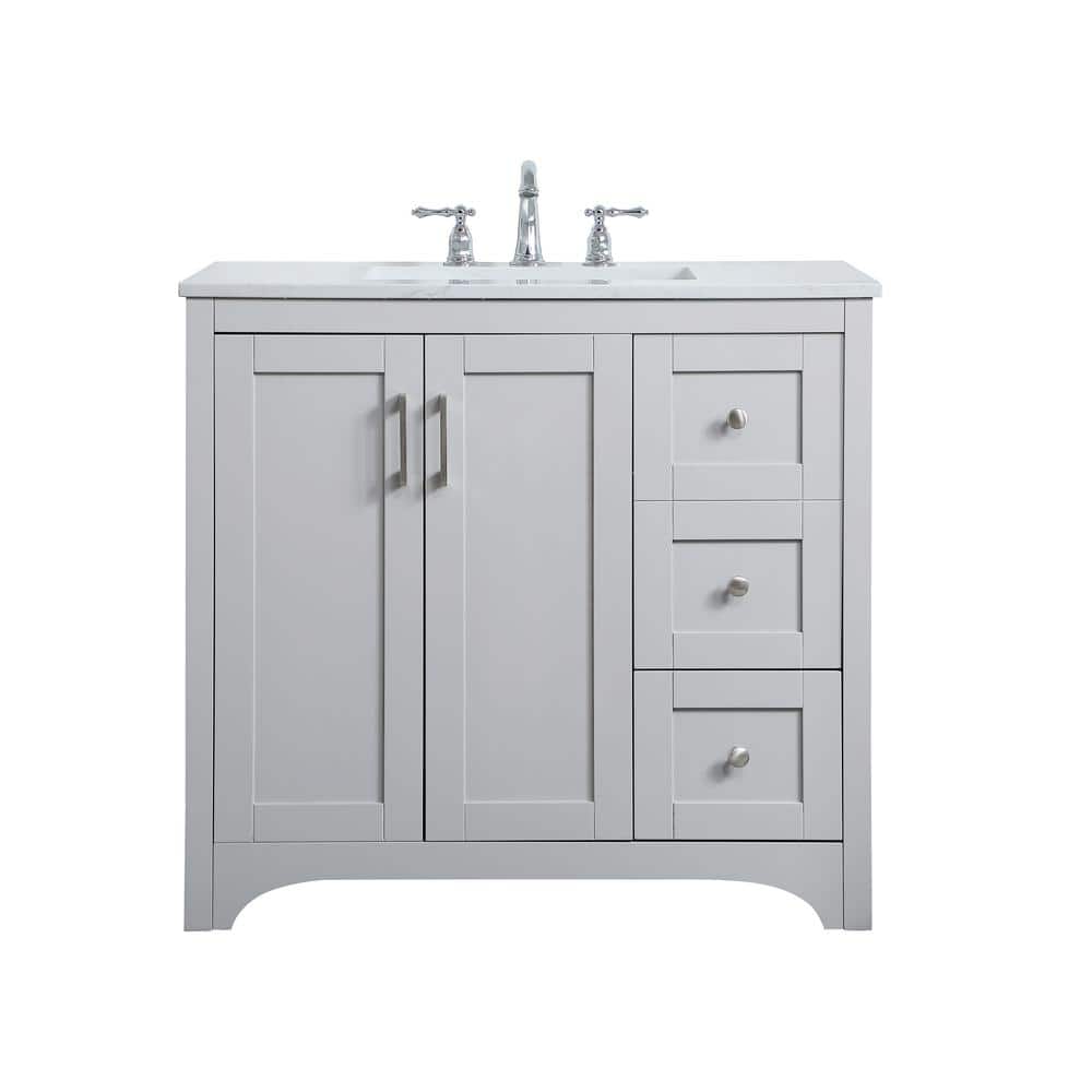 Simply Living 36 in. W x 22 in. D x 34 in. H Bath Vanity in Grey with Calac