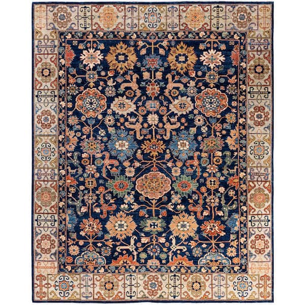Serapi Blue 8 ft. x 10 ft. Tribal Wool Indoor Area Rug