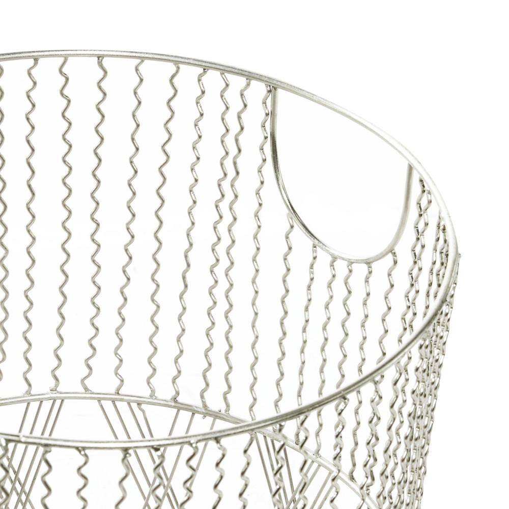 Silver Metal Contemporary Round Storage Baskets, Set of 3