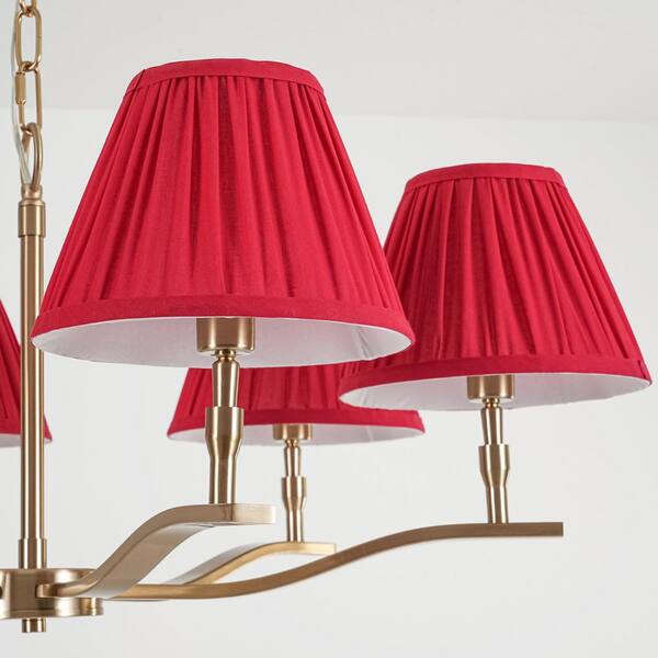 Rennnsan Tavre 31.5 in. 6-Light Brass Classic Chandelier with Red