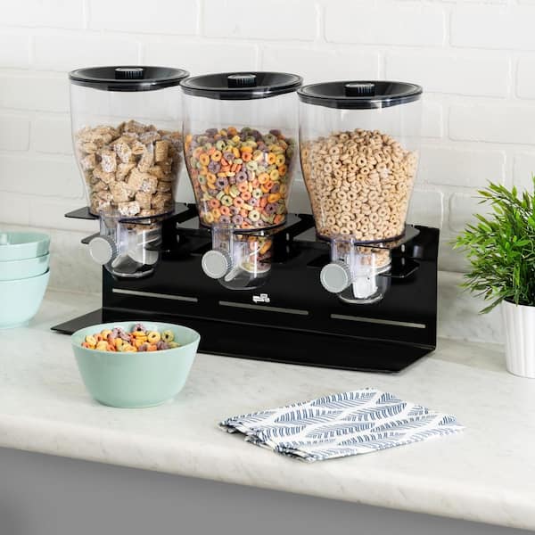 Honey-Can-Do 1-Piece Black Triple Canister Dry Food Cereal Dispenser  KCH-09275 - The Home Depot