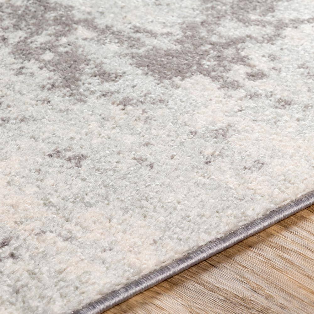 Medium Gray Abstract Synthetic Area Rug, 5'3" x 7'3"