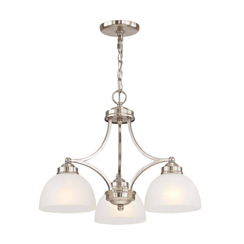 Somerset Mini 3-Light Chandelier in Brushed Nickel with Satin Glass