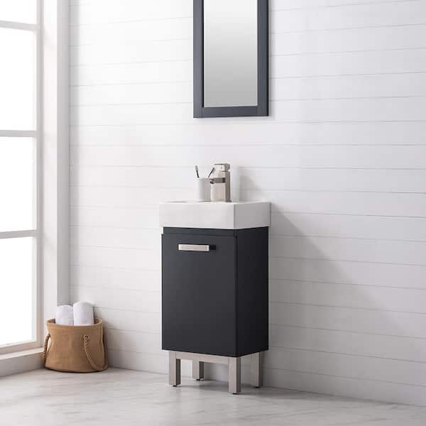 Stella 16.5 in. W x 12 in. D x 33.75 in. H Bath Vanity in Black with Porcelain Vanity Top in White with White Basin