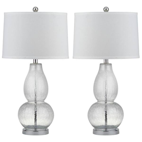 SAFAVIEH Mercurio 28.5 in. Clear Crackle Double Gourd Table Lamp with ...