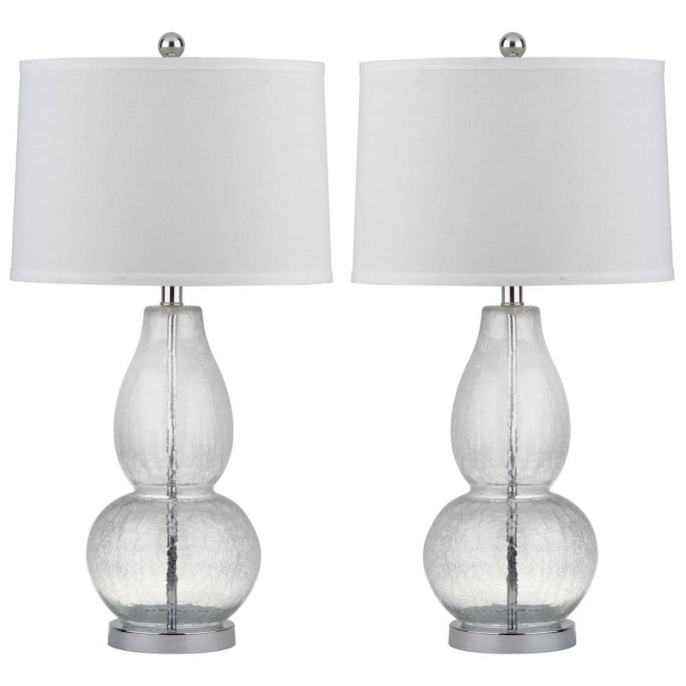 SAFAVIEH Mercurio 28.5 in. Clear Crackle Double Gourd Table Lamp with  Off-White Shade (Set of 2) LIT4155A-SET2 - The Home Depot