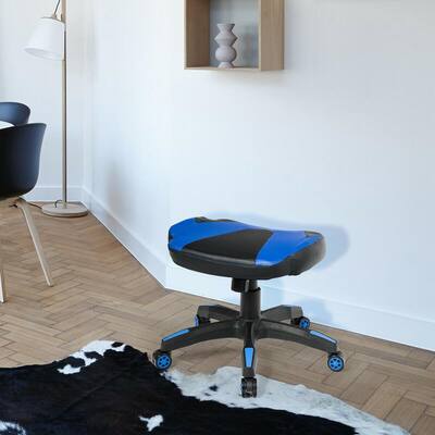Blue Swivel Adjustable Faux Leather Padded Office Stool Gaming Chair