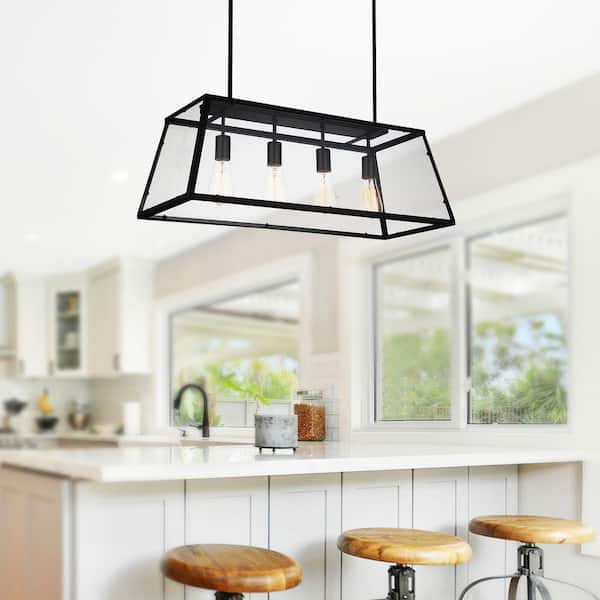 Alyson 4 Light Down Chandelier With Black Finish