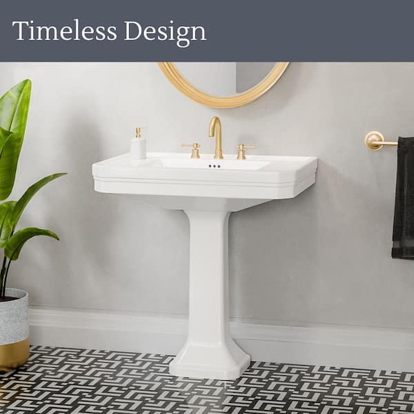 DreamLine Aqua 32 in. L x 22 in. W Pedestal Bathroom Sink Base in