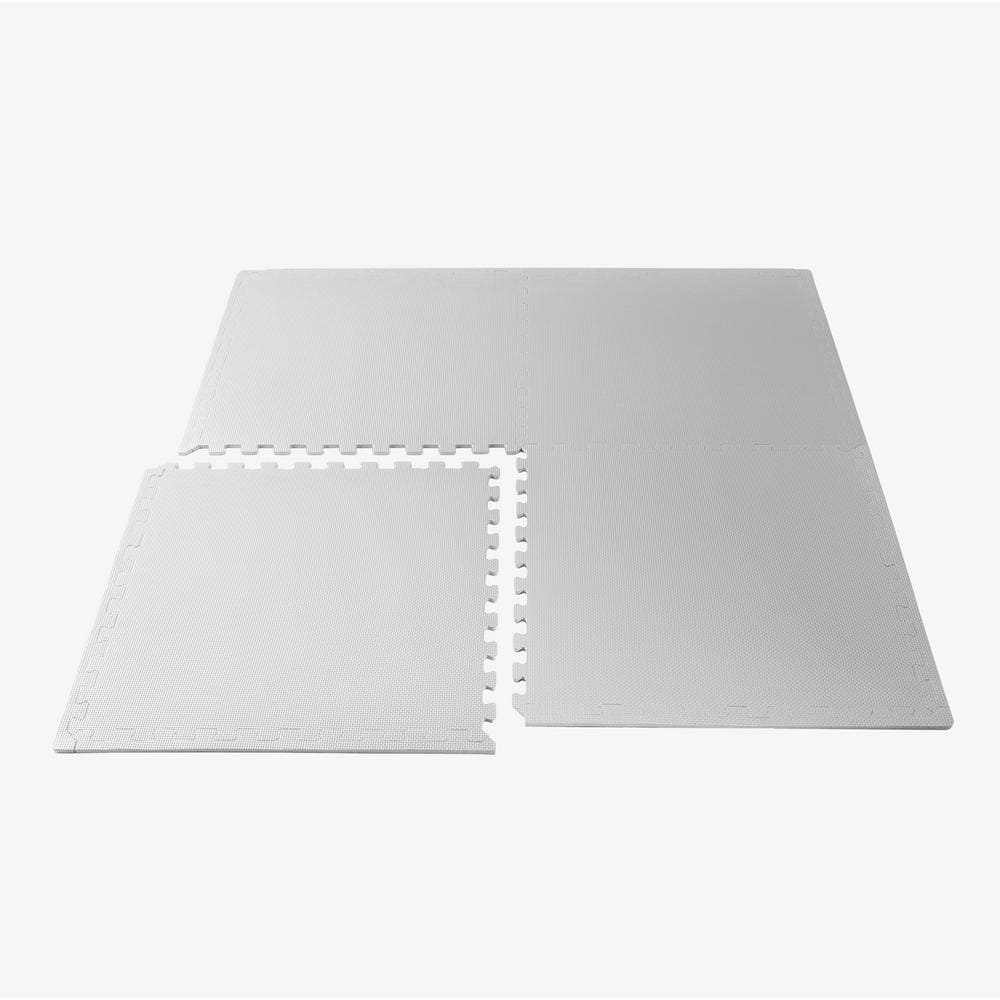 White EVA Foam Interlocking Gym Floor Tiles, 24 x 24 Inch