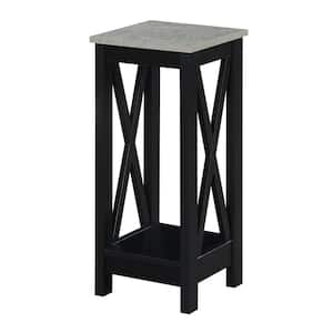 Oxford 26 Cement/Black Low Square Wood Top Indoor Plant Stand with 2-Tiers