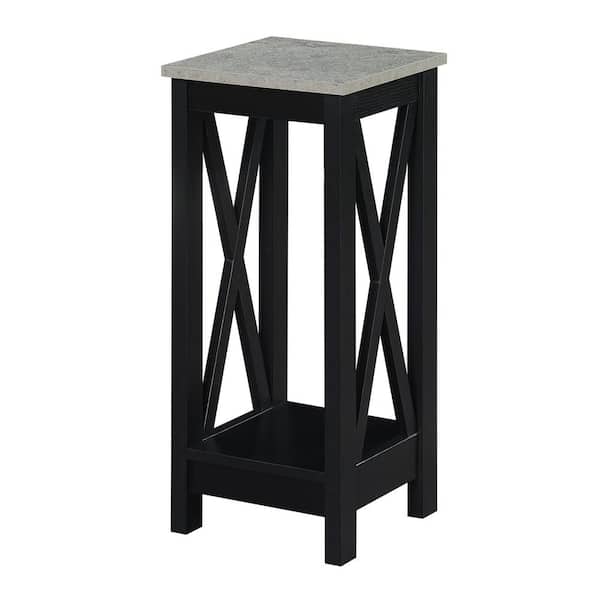 Convenience Concepts Oxford 26 Cement/Black Low Square Wood Top Indoor Plant Stand with 2-Tiers