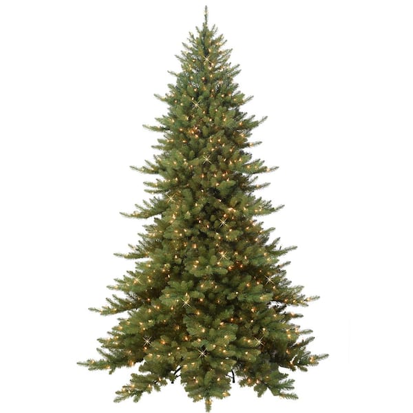 Puleo International New 7.5 ft. Royal Majestic Fraser Fir Green Tree with Memory Tips and Sure-Lit Pole with 600 UL-Listed Pre-Lit Lights