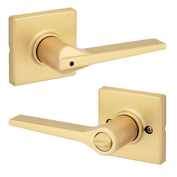 Hollis Satin Brass Square Bed/Bath Door Handle