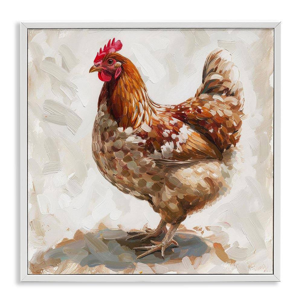 Neutral Chicken on Beige by LSR Design Studio White Framed Animal Giclee Art Print 24 in. x 24 in. price history on PriceWatchPro