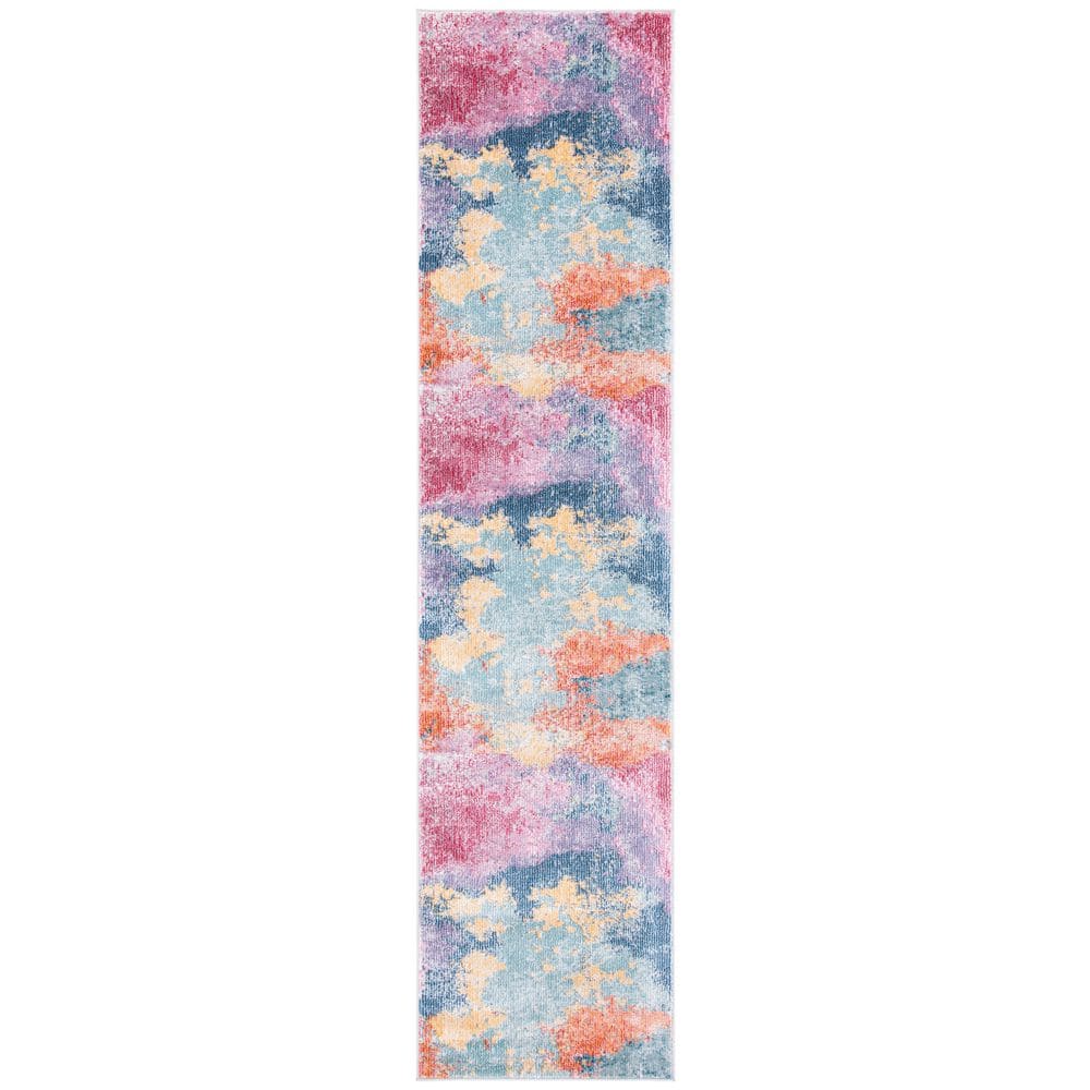 Porcello 2 ft. x 9 ft. Blue/Pink Distressed Marble Runner Rug price history on PriceWatchPro