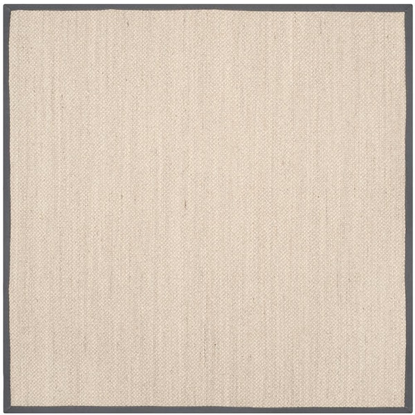 SAFAVIEH Natural Fiber Marble/Dark Gray 10 ft. x 10 ft. Woven Border Square Area Rug