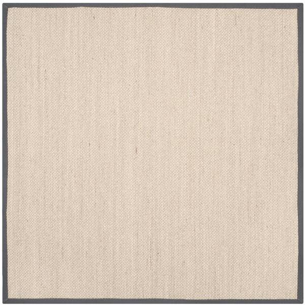 SAFAVIEH Natural Fiber Marble/Dark Gray 10 ft. x 10 ft. Woven Border Square Area Rug