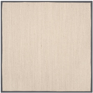 Natural Fiber Marble/Dark Gray 6 ft. x 6 ft. Square Border Area Rug