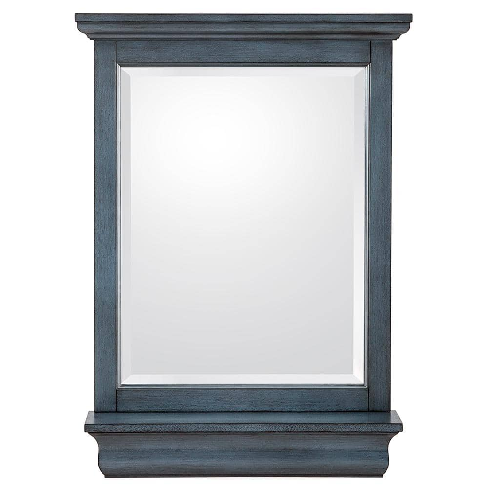 Home Decorators Collection 24.00 in. W x 32.00 in. H Framed Rectangular Beveled Edge Bathroom Vanity Mirror in Harbor Blue