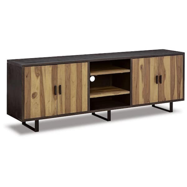 Benjara Brown Wood Top 15.88 in. Sideboard with 4 Door and 2 Shelves