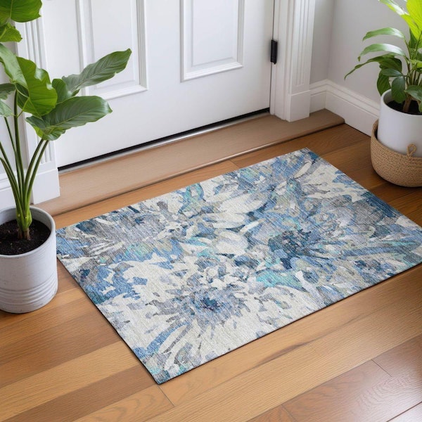 Chantille Machine Washable Indoor/Outdoor Abstract ACN2340 Denim 2 ft. x 3 ft. Accent Rug