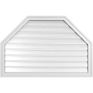 42 in. x 28 in. Octagonal Top Surface Mount PVC Gable Vent: Functional with Brickmould Frame