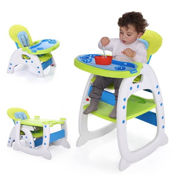 Nyeekoy 3-in-1 Convertible Toddler Highchair Table Booster Seat with  Feeding Tray, Blue TH17K0217 - The Home Depot