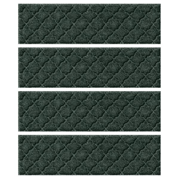 Bungalow Flooring Waterhog Cordova Evergreen 8.5 in. x 30 in. PET Polyester Indoor Outdoor Stair Tread Cover (Set of 4)
