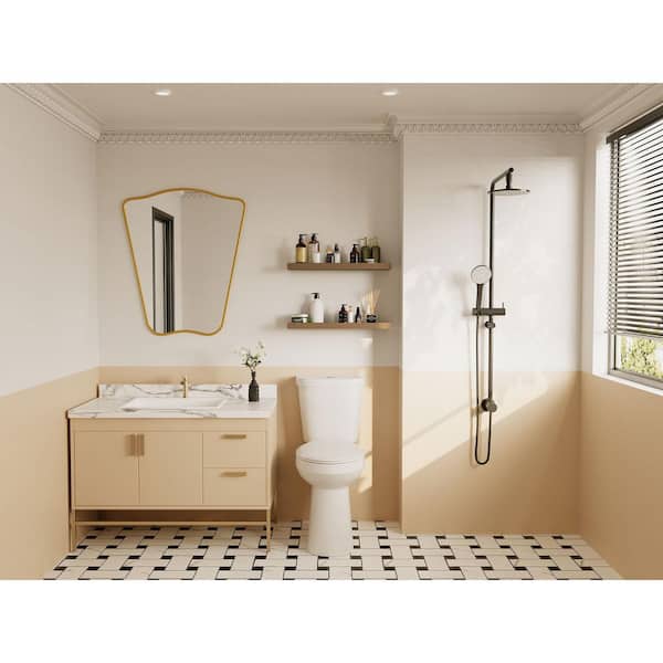 21 in. Extra Tall 2-Piece 1.1/1.6 GPF Dual Flush Elongated Raised Toilet in White 12 in. Rough In, Seat Included