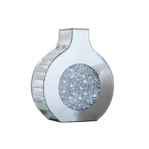 9.25 in. Silver Mirrored Geometric Decorative Vase