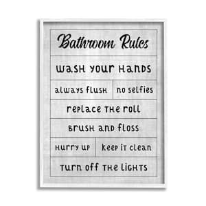 Bathroom Rules Checklist Design By CAD Designs Framed Typography Art Print 30 in. x 24 in.