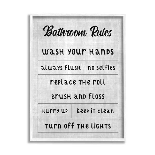 Bathroom Rules Checklist Design By CAD Designs Framed Typography Art Print 30 in. x 24 in.