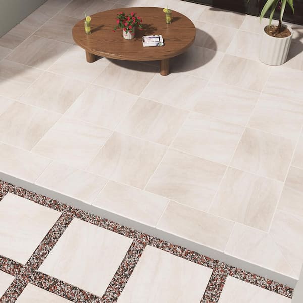 MSI Praia Crema 2 cm. x 24 in x 24 in. Matte Porcelain Stone Look Paver Tile (8 sq. ft. / case)