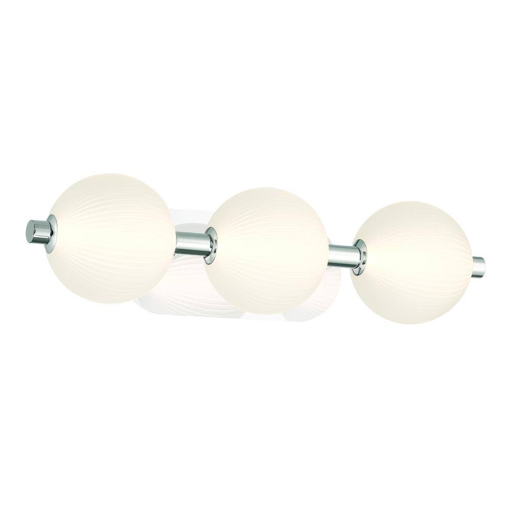 Nickel 3-Light Vanity with Opal Ribbed Glass Shades