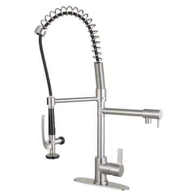 Continental Single-Handle Pre-Rinse Pull-Down Sprayer Kitchen Faucet in Brushed Nickel