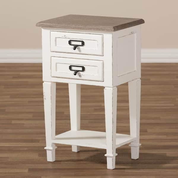 Baxton Studio Dauphine 2-Drawer White Nightstand