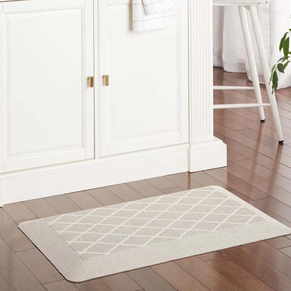 Miles Modern Diamond Biege 19.6 in. x 32 in. Anti-Fatigue Kitchen Mat