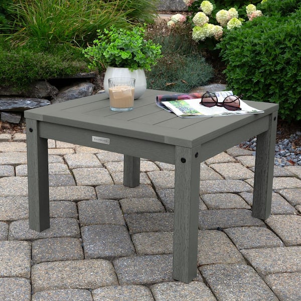Highwood Adirondack Coastal Teak Square Recycled Plastic Outdoor Side Table