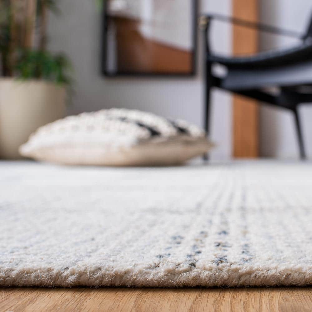 Ivory and Gold Handmade Abstract Wool Area Rug, 4 x 6 ft